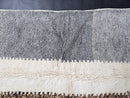 Modern Moroccan Wool Rug - Handwoven Cream, Brown, Grey & Blue Mrirt Rug - Custom Cozy Minimalist Boho Geometric Abstract Wool Carpet