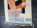 Custom Moroccan Mrirt Rug - Abstract Modern Wool Rug - Colorful Yellow Blue Orange Pink Rug - Handmade Boho Vibrant Geometric Area Rug