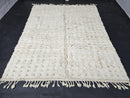 Custom Moroccan Mrirt Rug - Handwoven White Wool Rug - Fluffy Moroccan Area Rug - Plush Wool Living Room Rug - Boho Handmade Wool Carpet
