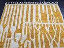 Custom Morocan Mrirt Wool Rug, Yellow White Abstract Area Rug, Handmade Geometric Wool Rug, Modern Minimalist Custom Area Carpet by 100kends