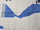 Custom Moroccan Wool Mrirt Rug - Modern Abstract Blue White Rug - Handmade Luxury Area Rug - Minimalist Contemporary Boho Decor Carpet