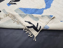 Custom Moroccan Wool Mrirt Rug - Modern Abstract Blue White Rug - Handmade Luxury Area Rug - Minimalist Contemporary Boho Decor Carpet