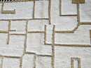 Custom Moroccan Mrirt Rug - Modern Abstract Handmade Wool Rug - White and Gold Geometric Berber Rug - Minimal Boho Wool Area Rug Decor