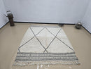 Handmade Moroccan Rug – Custom Beni Ourain Wool Berber Carpet – Hand Knotted Genuine Lamb Wool Area Rug – Modern Black & White Decor