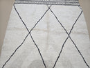 Handmade Moroccan Rug – Custom Beni Ourain Wool Berber Carpet – Hand Knotted Genuine Lamb Wool Area Rug – Modern Black & White Decor