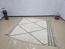 Handmade Moroccan Rug – Custom Beni Ourain Wool Berber Carpet – Hand Knotted Genuine Lamb Wool Area Rug – Modern Black & White Decor