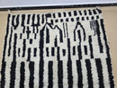 Custom Blue Beni Ourain Rug – Striped Moroccan Berber Rug – Handmade Tufted Wool Shag Rug – Custom Size Area Rug 8x10 9x12 – Aesthetic Décor