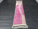 Custom Moroccan Runner Rug - Pink Wool Mrirt Rug - Abstract Handmade Hallway Runner - Boho Long Rug - Modern Colorful Runner Rug by 100kends