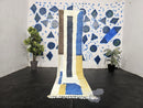 Custom Moroccan Runner Rug, Abstract Wool Runner rug, Handmade Modern Rug, Blue Yellow Runner rug, Geometric Berber Mrirt Carpet by 100kends