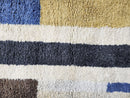 Custom Moroccan Runner Rug, Abstract Wool Runner rug, Handmade Modern Rug, Blue Yellow Runner rug, Geometric Berber Mrirt Carpet by 100kends