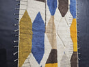 Custom Moroccan Mrirt Rug - Handmade Wool Rug with Geometric Blue Yellow Brown Abstract Boho Pattern - Soft Shaggy Area Carpet by 100kends