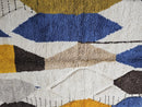 Custom Moroccan Mrirt Rug - Handmade Wool Rug with Geometric Blue Yellow Brown Abstract Boho Pattern - Soft Shaggy Area Carpet by 100kends