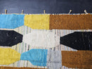 Custom Moroccan Rug - Abstract Wool Runner in Yellow, Blue & Orange - Geometric Boho Carpet - Handmade Tribal Area Floor Decor by 100kends