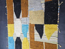 Custom Moroccan Rug - Abstract Wool Runner in Yellow, Blue & Orange - Geometric Boho Carpet - Handmade Tribal Area Floor Decor by 100kends