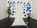 Custom Black White Wool Moroccan Runner Rug - Diamond Pattern Mrirt Carpet - Handmade Geometric Hallway Rug - Long Boho Berber Decor rug
