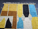 Custom Moroccan Rug - Abstract Wool Runner in Yellow, Blue & Orange - Geometric Boho Carpet - Handmade Tribal Area Floor Decor by 100kends