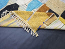 Custom Moroccan Rug - Abstract Wool Runner in Yellow, Blue & Orange - Geometric Boho Carpet - Handmade Tribal Area Floor Decor by 100kends