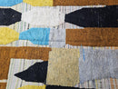 Custom Moroccan Rug - Abstract Wool Runner in Yellow, Blue & Orange - Geometric Boho Carpet - Handmade Tribal Area Floor Decor by 100kends