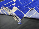 Custom Royal Blue Moroccan Mrirt Wool Rug - Abstract Geometric Modern Boho Area Carpet - Handmade Bold Cobalt Blue Wool Floor Decor carpet