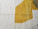 Modern Wool Area Rug, Handmade Moroccan Wool Rug with Abstract Geometric Pattern, Minimalist Yellow White Carpet, Artistic Berber Decor rug