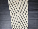 Custom Black White Wool Moroccan Runner Rug - Diamond Pattern Mrirt Carpet - Handmade Geometric Hallway Rug - Long Boho Berber Decor rug