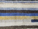 Custom Moroccan Runner Mrirt Rug – Blue Yellow Striped Wool Rug | Handwoven Hallway Berber Rug | Modern Cozy Thin Runner rug by 100kends