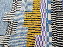 Custom Moroccan Rug - Handmade Wool Rug in Bold Abstract Stripes & Blue Yellow Art - Modern Shaggy Boho Decor - Custom Sizes by 100kends