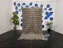 Custom Gray Moroccan Rug – Handwoven Beni Ourain Wool Carpet – Modern Geometric Berber Rug – Abstract Striped Design – Boho Home Decor