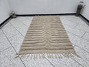 Custom Gray Moroccan Rug – Handwoven Beni Ourain Wool Carpet – Modern Geometric Berber Rug – Abstract Striped Design – Boho Home Decor