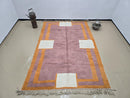 Custom Moroccan Wool Rug – Handmade Minimalist Beni Ourain Style, Modern Solid Area Rug, Custom Size Ivory & Mauve Rug, by 100kends