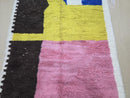 Custom Moroccan Rug – Handmade Beni Ourain Berber Wool Rug in Pink, Yellow, Brown & Blue Abstract Design – Boho Large Area Carpet by 100kend