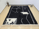 Modern Abstract Moroccan Rug – Custom Black & White Berber Carpet – Handmade Wool Beni Ourain Area Rug – Large Minimalist Design by 100kends