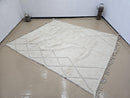 Handmade Moroccan Cream Wool Rug – Neutral Berber Chevron Carpet for Living Room & Bedroom | Minimalist Japandi Scandinavian Home Décor