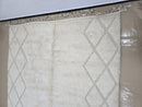 Handmade Moroccan Cream Wool Rug – Neutral Berber Chevron Carpet for Living Room & Bedroom | Minimalist Japandi Scandinavian Home Décor