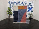 Custom Moroccan Wool Rug – Handwoven Shaggy Blue & Terracotta Berber Carpet – Modern Abstract Color Block Area Rug by 100kends
