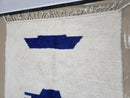 Minimalist Cream Moroccan Rug – Handmade Wool Carpet with Deep Blue Geometric Design | Modern Boho Artisan Area Rug by 100kends