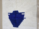 Minimalist Cream Moroccan Rug – Handmade Wool Carpet with Deep Blue Geometric Design | Modern Boho Artisan Area Rug by 100kends