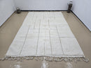 Minimalist White Moroccan Beni Ourain Rug – Handmade Wool Berber Custom Rug | Modern Shag Moroccan Area Rug | Neutral Geometric Design