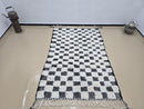 Custom Moroccan Wool Rug – Handmade Beni Ourain Style Black & Ivory Checkered Minimalist Area Rug – Custom Size Rugs 3x5 to 15x15 ft
