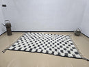 Custom Moroccan Wool Rug – Handmade Beni Ourain Style Black & Ivory Checkered Minimalist Area Rug – Custom Size Rugs 3x5 to 15x15 ft