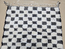 Custom Moroccan Wool Rug – Handmade Beni Ourain Style Black & Ivory Checkered Minimalist Area Rug – Custom Size Rugs 3x5 to 15x15 ft