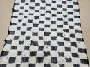 Custom Moroccan Wool Rug – Handmade Beni Ourain Style Black & Ivory Checkered Minimalist Area Rug – Custom Size Rugs 3x5 to 15x15 ft