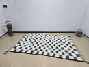 Custom Moroccan Wool Rug – Handmade Beni Ourain Style Black & Ivory Checkered Minimalist Area Rug – Custom Size Rugs 3x5 to 15x15 ft