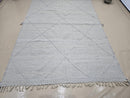 Handmade Custom Moroccan Wool Berber Rug – Gray Azilal Beni Ourain Style Carpet, Modern Checkered Rug Berber, Custom Size Rugs by 100kends