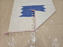Handmade Custom Moroccan Rug – Beni Ourain Wool Berber Carpet with Blue & Purple Trellis Design | Modern Moroccan Area Rug by 100kends