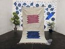 Handmade Custom Moroccan Rug – Beni Ourain Wool Berber Carpet with Blue & Purple Trellis Design | Modern Moroccan Area Rug by 100kends