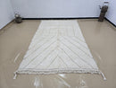 Luxurious Moroccan Beni Ourain Wool Rug – Custom Handwoven White Fluffy Berber Carpet | Minimalist Geometric Design | 3x5ft to 15x15ft