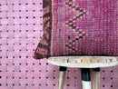 Handwoven Moroccan Wool Pillow in Pink with Tribal Chevron Pattern – Soft Berber Kilim Pouf Cover – 19x19 Inches wool pillow by 100kends