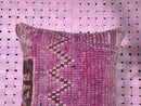 Handwoven Moroccan Wool Pillow in Pink with Tribal Chevron Pattern – Soft Berber Kilim Pouf Cover – 19x19 Inches wool pillow by 100kends