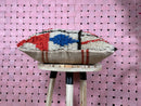Colorful Moroccan Wool Pillow with Red Star Pattern and Tribal Details – Handmade Berber Cushion Cover – Wool Pouf Cover – 19x20 inches